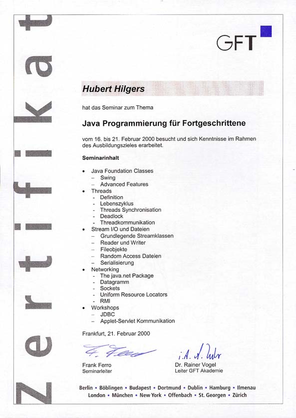 GFT Java für Fortgeschrittene