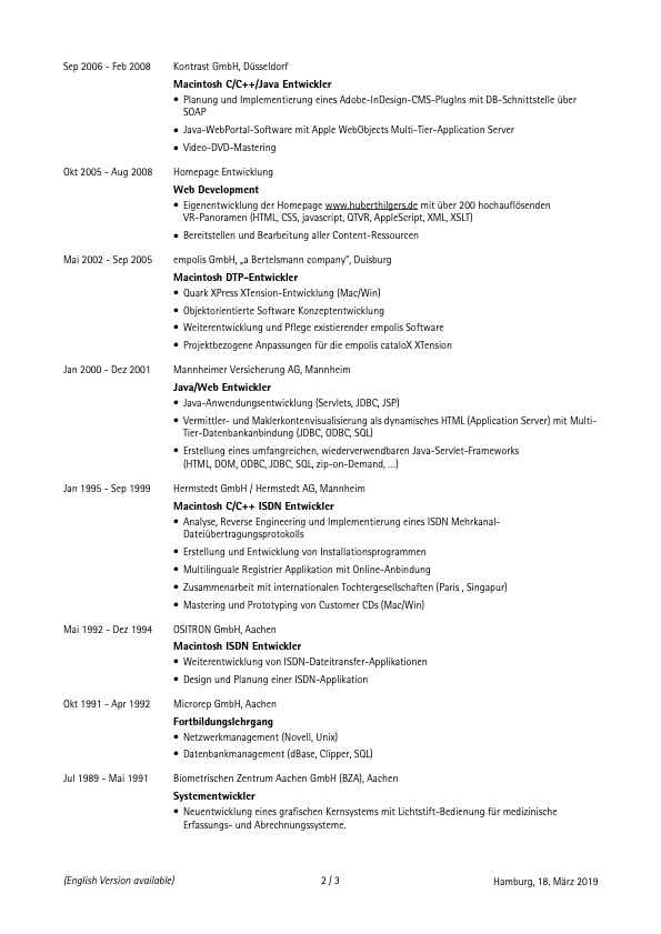 Hubert Hilgers Lebenslauf 2/3