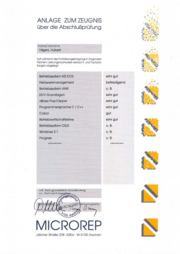 MICROREP Anlage zum Zeugnis